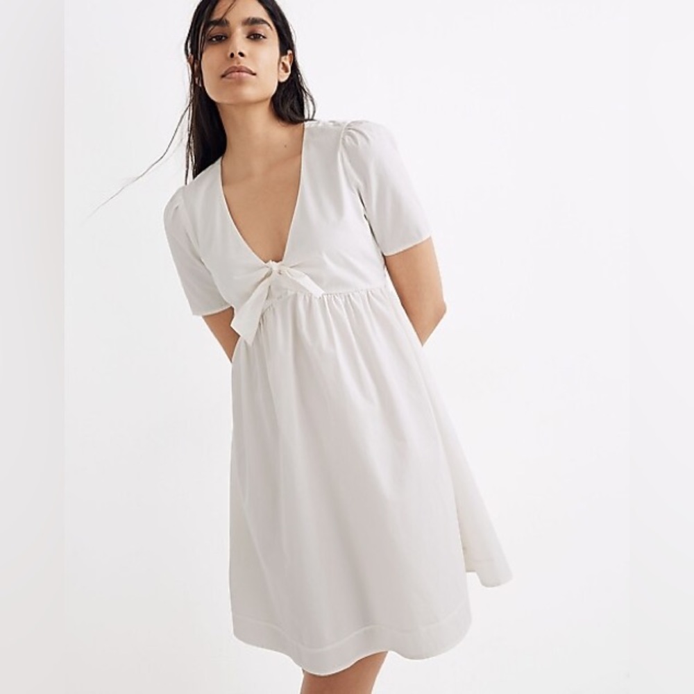 Madewell Tie-Front mini dress — BLACK